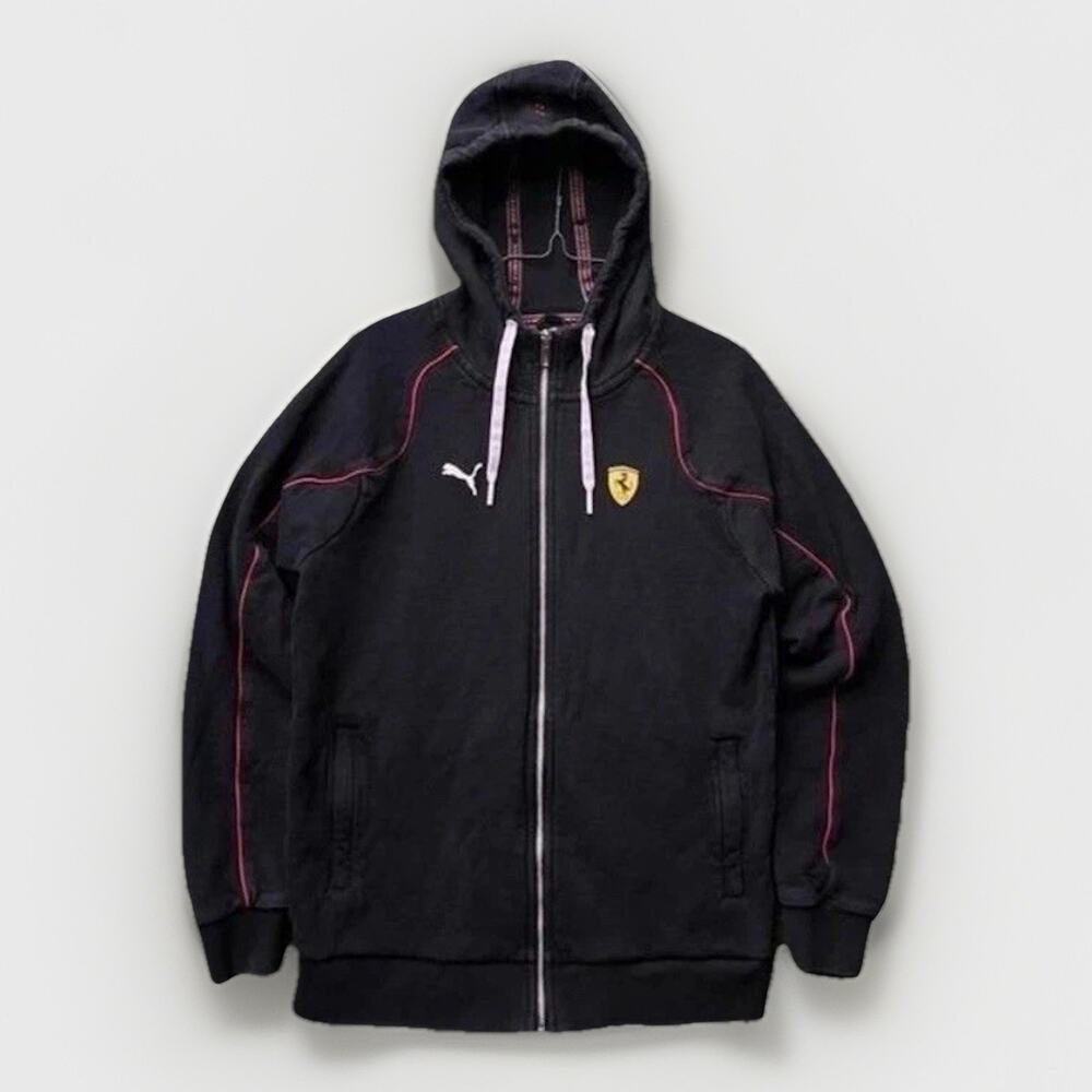 Puma X Scuderia Ferrari Full Zip Up Hoodie Track Jacket Black Red Men’s Size L